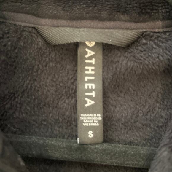 ATHLETA Cloud Fleece Full Zip Hi Neck Pockets Jacket Black S Comfort Athleisure - Picture 4 of 6